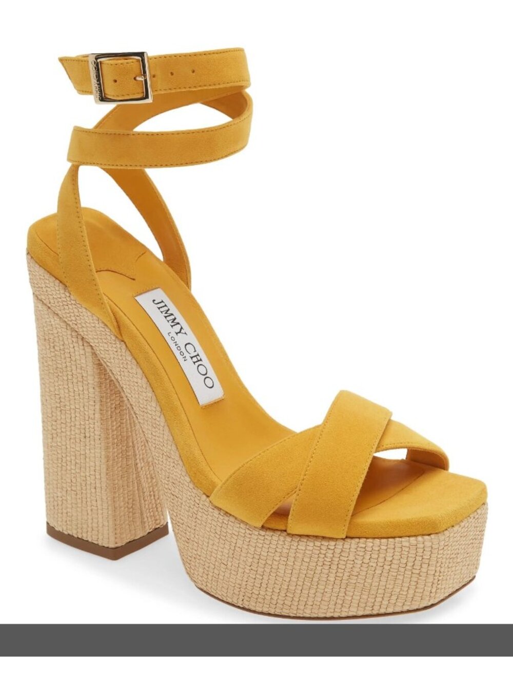 Jimmy Choo Gaia 140 Women's Suede Platform Heels Sandals Sunflower IT 40 / US 10